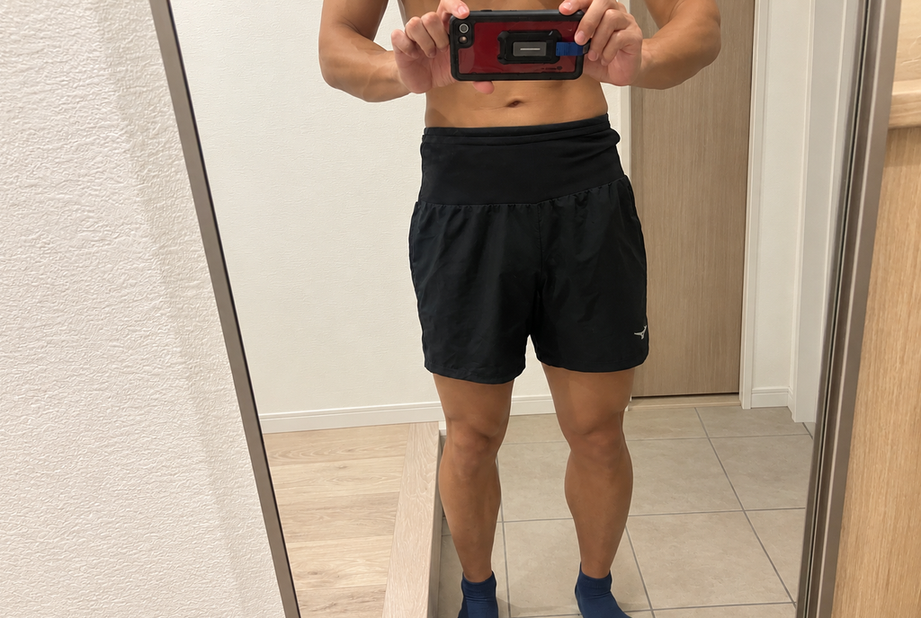 ミズノ マルチポケットパンツ XLを174cm男性が着用した正面写真